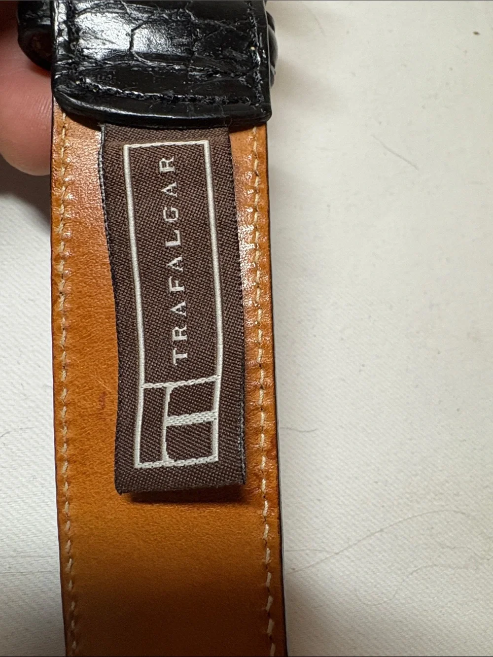 Trafalgar Black embossed Calfskin Leather Dress Belt Size 40